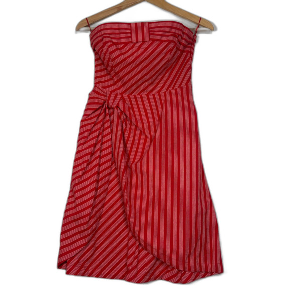 Anthropologie Lil Blazing Rays Red Striped Wrap Dress Sz 0 Classic Retro Preppy - Picture 3 of 9